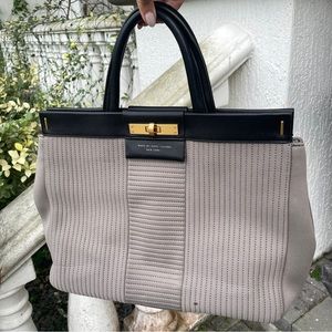 NWT Marc Jacobs Grey Top Handle Bag Black Leather Trim